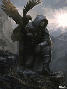 Gif animé gothique homme corbeau